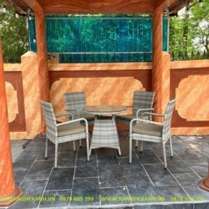 Bàn Ghế Mây Nhựa Ngoài Trời TL166