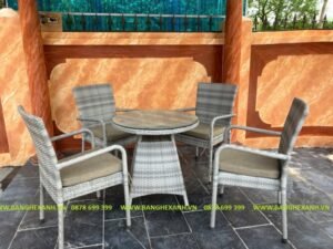 Bàn Ghế Mây Nhựa Ngoài Trời TL166