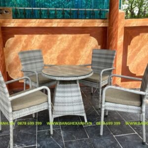 Bàn Ghế Mây Nhựa Ngoài Trời TL166