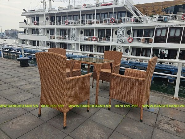 Bàn Ghế Mây Nhựa Ngoài Trời TL502-01 Bàn Ghế Mây Nhựa Ngoài Trời TL502