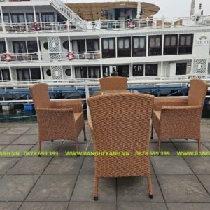 Bàn Ghế Mây Nhựa Ngoài Trời TL502