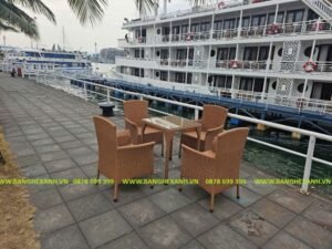 Bàn Ghế Mây Nhựa Ngoài Trời TL502