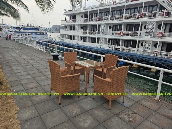 Bàn Ghế Mây Nhựa Ngoài Trời TL502-03 Bàn Ghế Mây Nhựa Ngoài Trời TL502