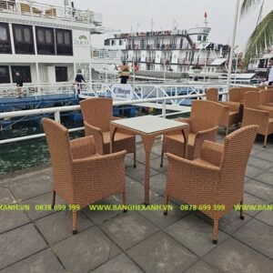 Bàn Ghế Mây Nhựa Ngoài Trời TL502