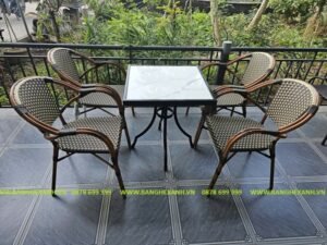 Bàn Ghế Mây Nhựa Ngoài Trời TL551