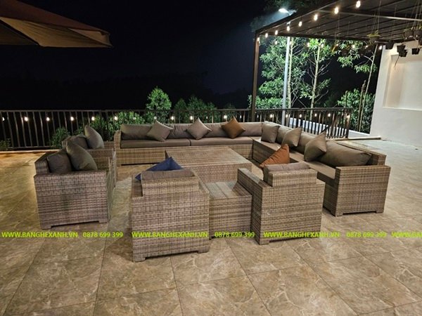 Bàn Ghế Sofa Mây Nhựa TL5A01-02 Bàn Ghế Sofa Mây Nhựa TL5A01