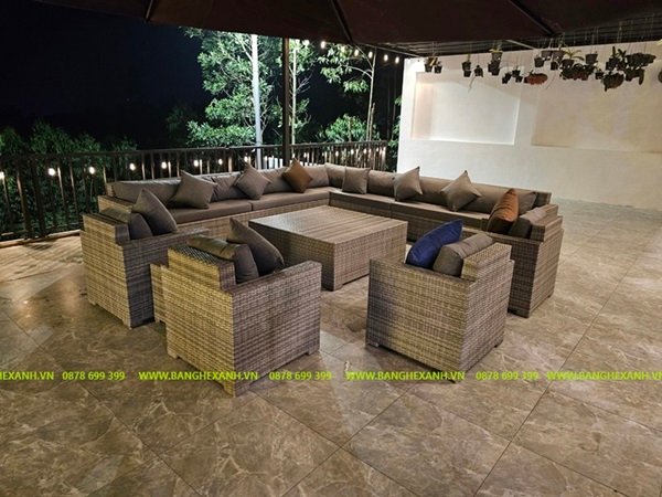 Bàn Ghế Sofa Mây Nhựa TL5A01-03 Bàn Ghế Sofa Mây Nhựa TL5A01