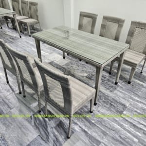 Bàn Ghế Ăn Mây Nhựa Ngoài Trời TL6A12