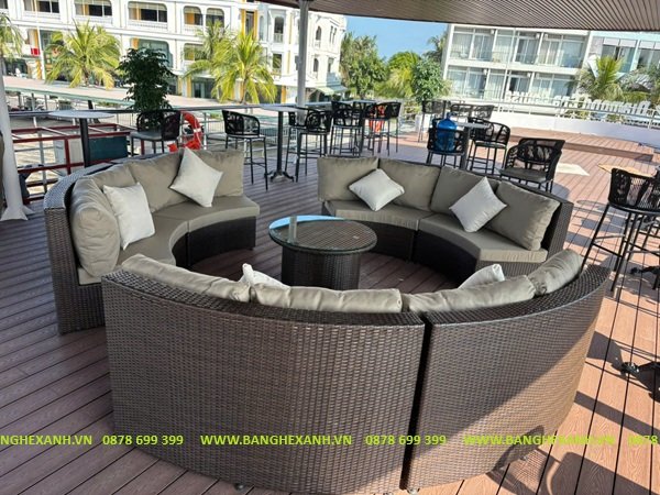 Sofa Quây Tròn Mây Nhựa TL1A36-01 Sofa Quây Tròn Mây Nhựa TL1A36