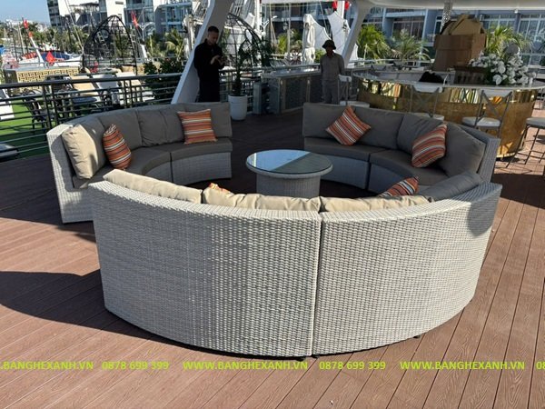 Sofa Quây Tròn Mây Nhựa TL1A36-02 Sofa Quây Tròn Mây Nhựa TL1A36
