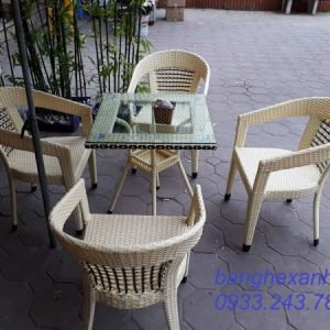Bàn Ghế Cafe Mây Nhựa TL012