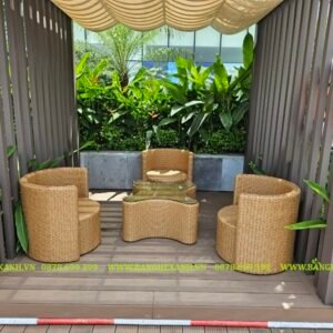 Bàn Ghế Mây Nhựa Ngoài Trời TL48