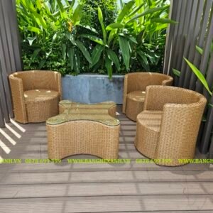 Bàn Ghế Mây Nhựa Ngoài Trời TL48