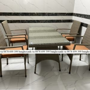 Bàn Ghế Ăn Mây Nhựa TL37