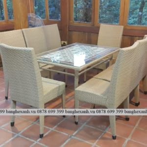 Bàn Ghế Ăn Mây Nhựa TL1A05