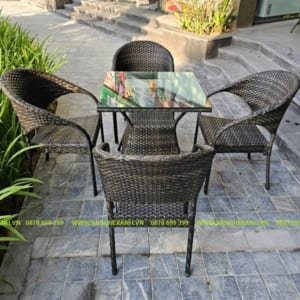 Bàn Ghế Mây Nhựa Ngoài Trời TL152