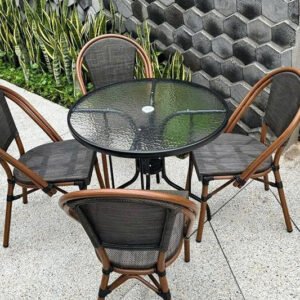 Bộ Bàn Ghế Cafe Ngoài Trời Khung Nhôm Lưới Texilene TL63E6