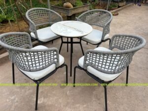 Bàn Ghế Cafe Đan Dây Dù, Rope TL33D8