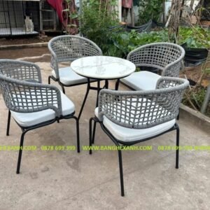 Bàn Ghế Cafe Đan Dây Dù, Rope TL33D8